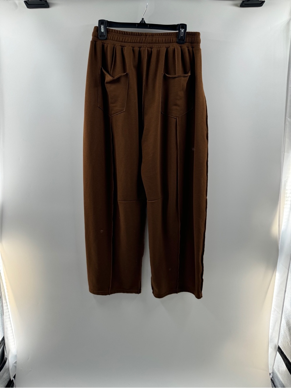 Yanekop Brown Wide Leg Patchwork Sweatpants – Women’s Large - Picture 7 of 8